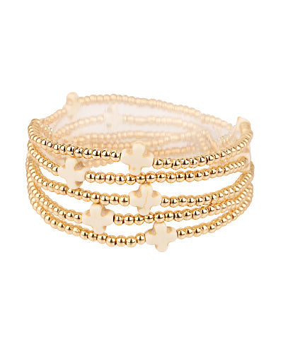 White Cross Stack Bracelet