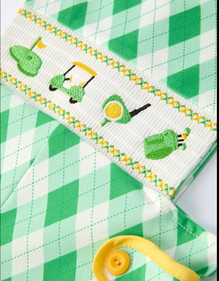 Boys Golf Smocked Romper