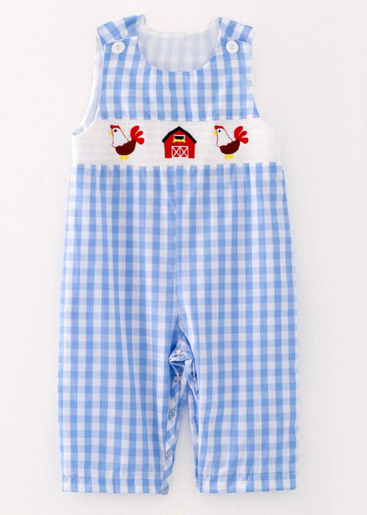 Boys Chicken Embroidered Romper