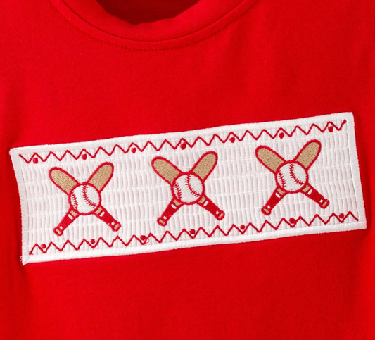 Red Baseball Plaid Shorts Set