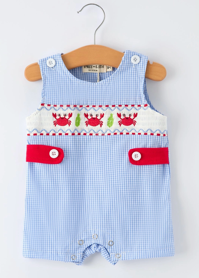 Embroidered Crab Romper