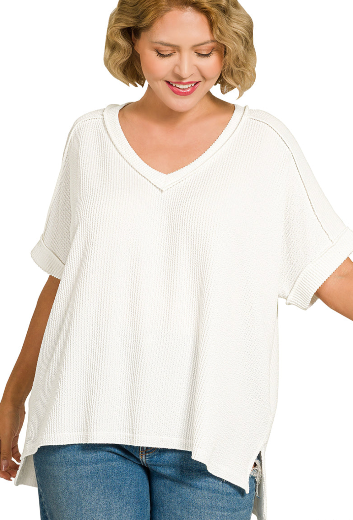 Whitney White Ribbed Top