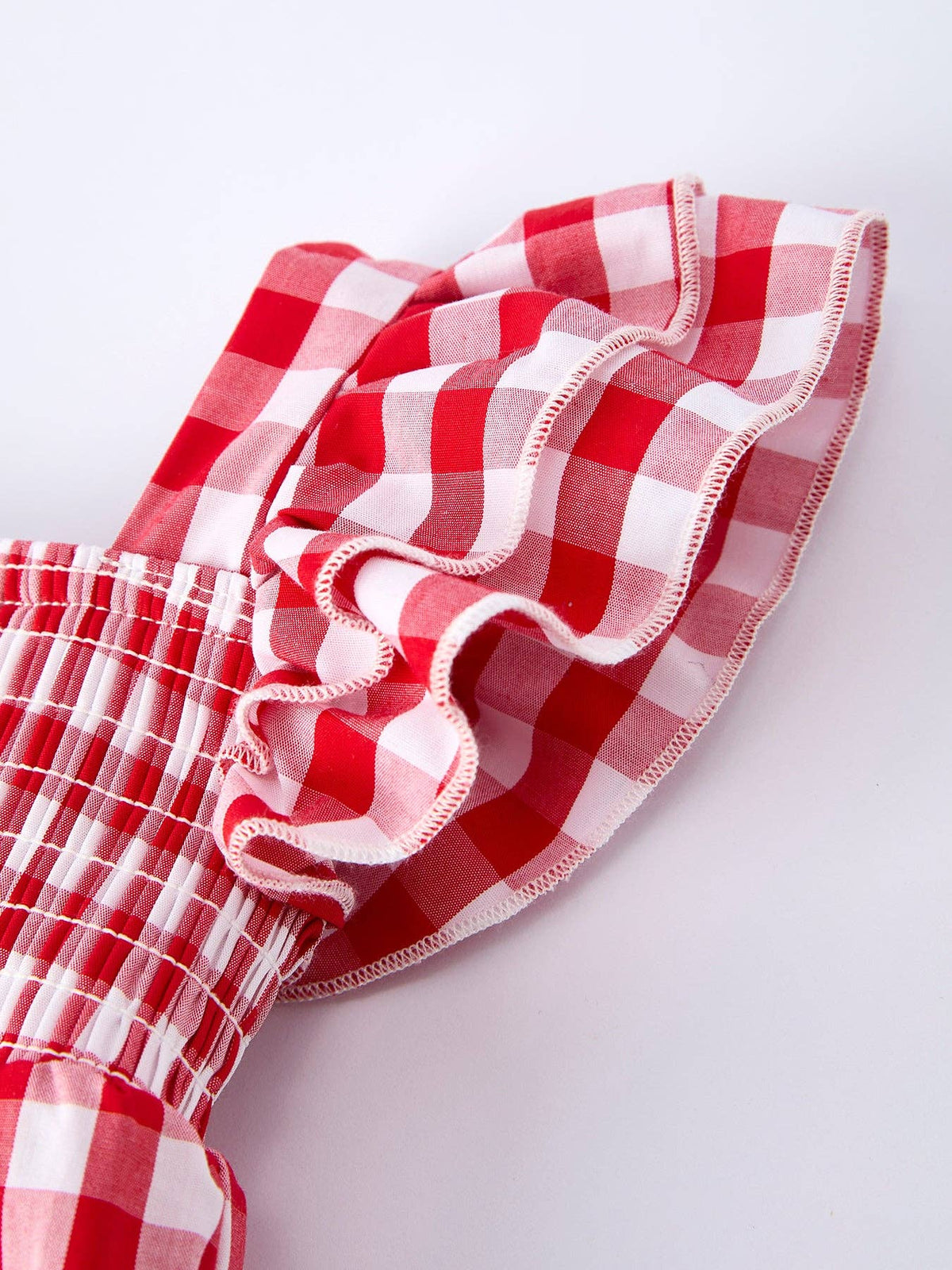 Girl’s Summer Plaid Smocked Romper