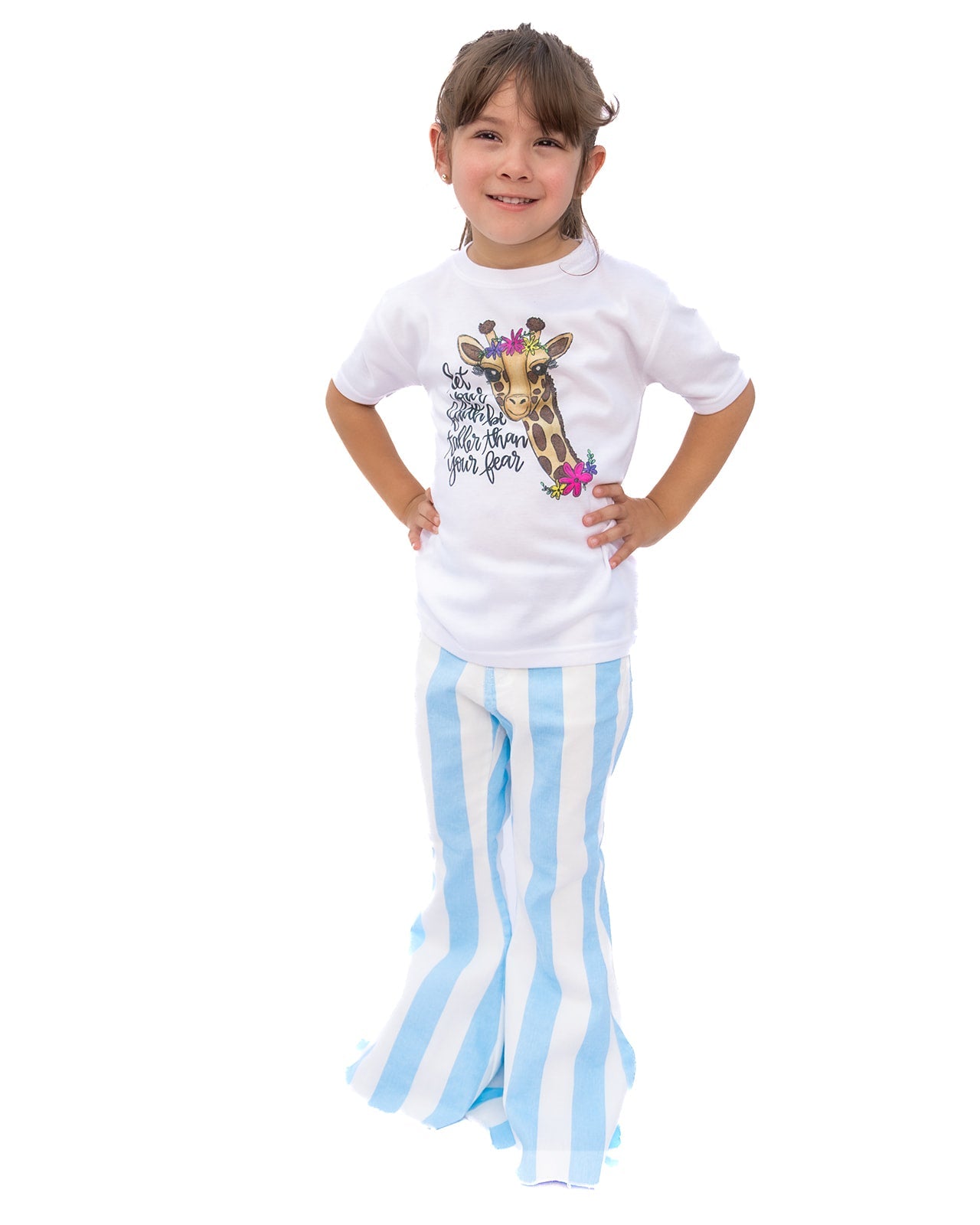 Kids Light Blue Stripe Flare Jeans