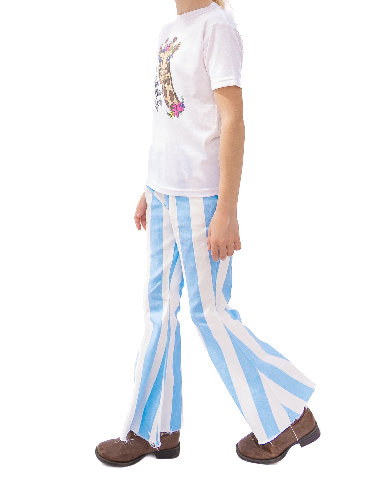 Kids Light Blue Stripe Flare Jeans