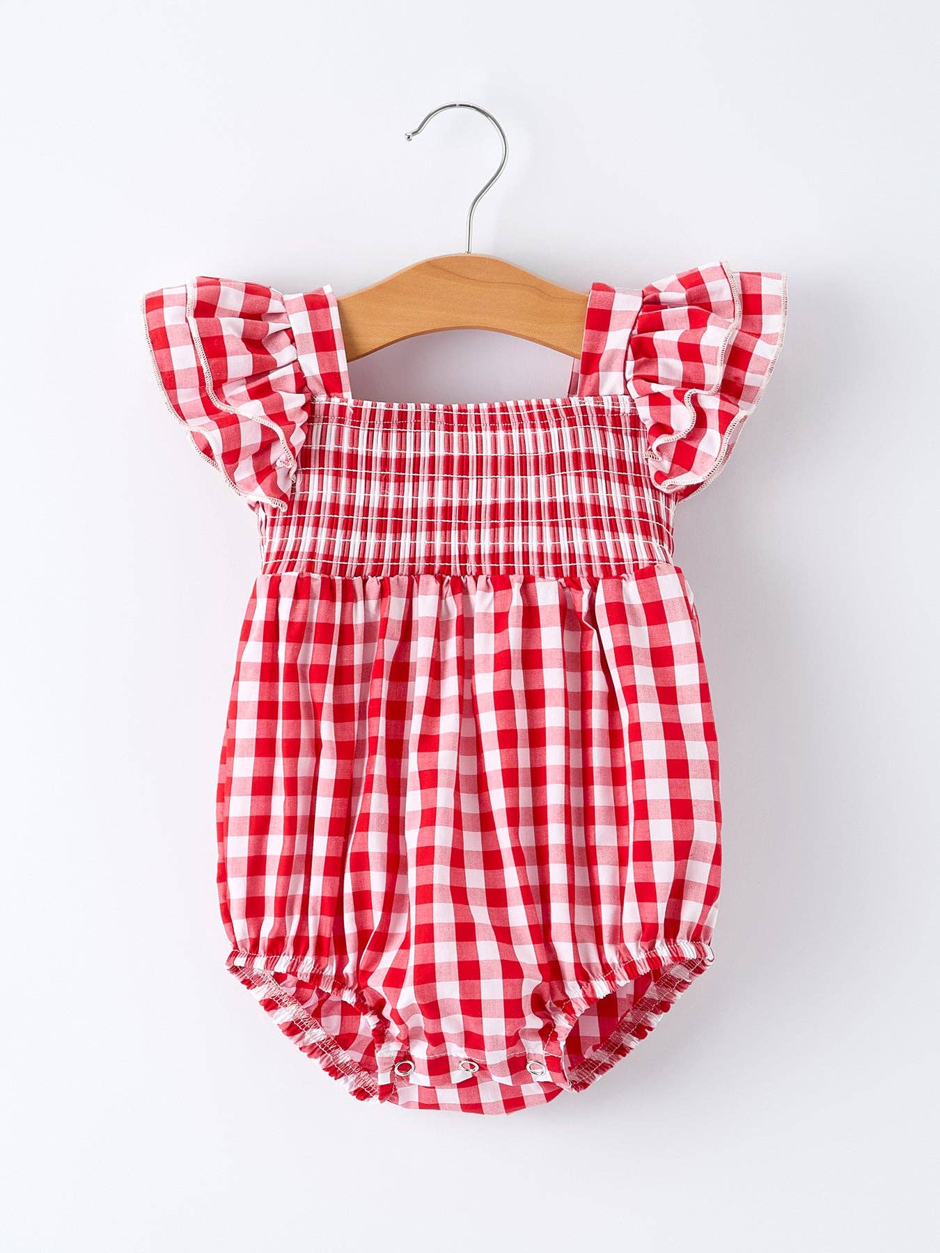 Girl’s Summer Plaid Smocked Romper