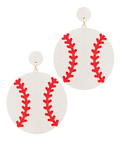 Wood engraved Baseball Earrings