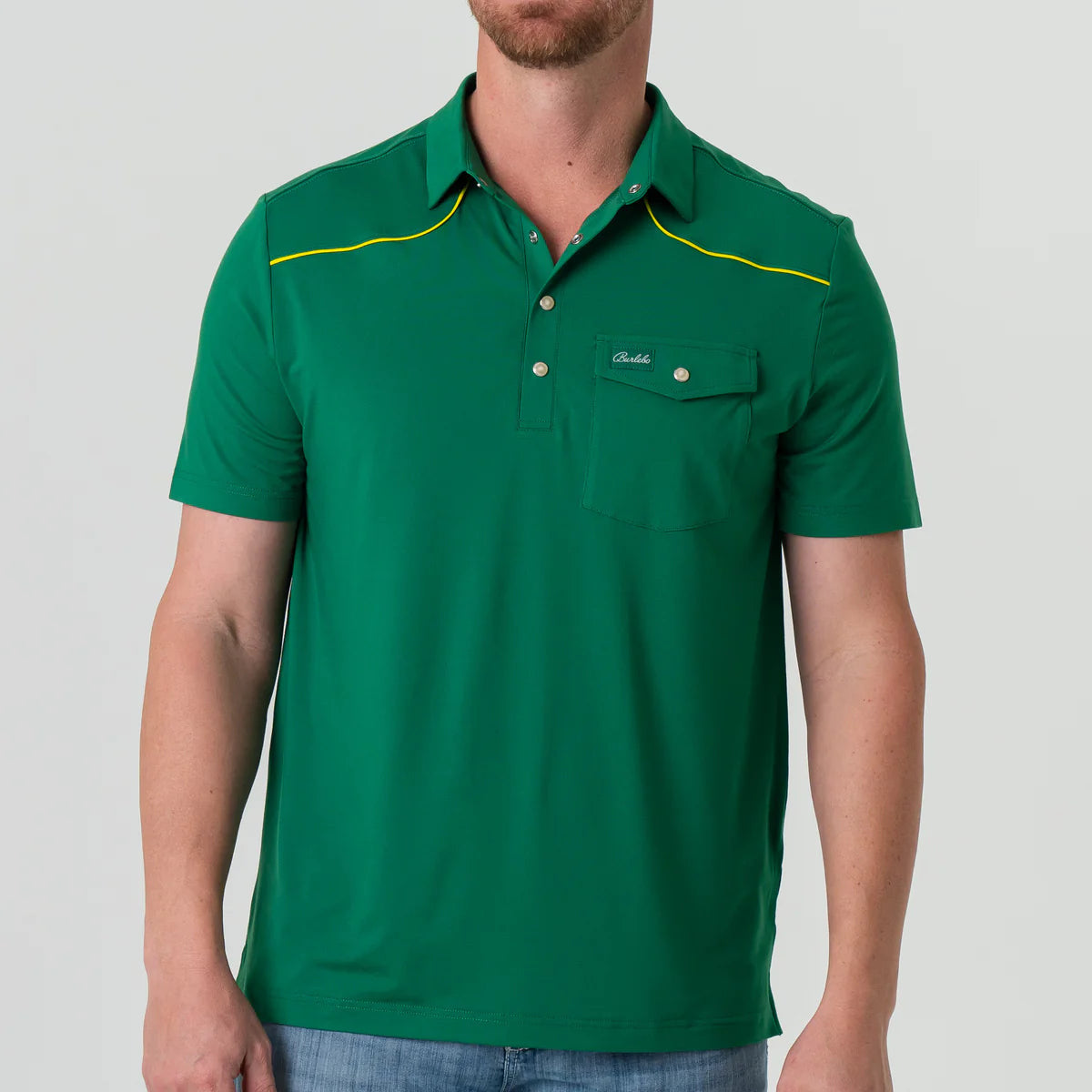 Green Pearl Snap Polo