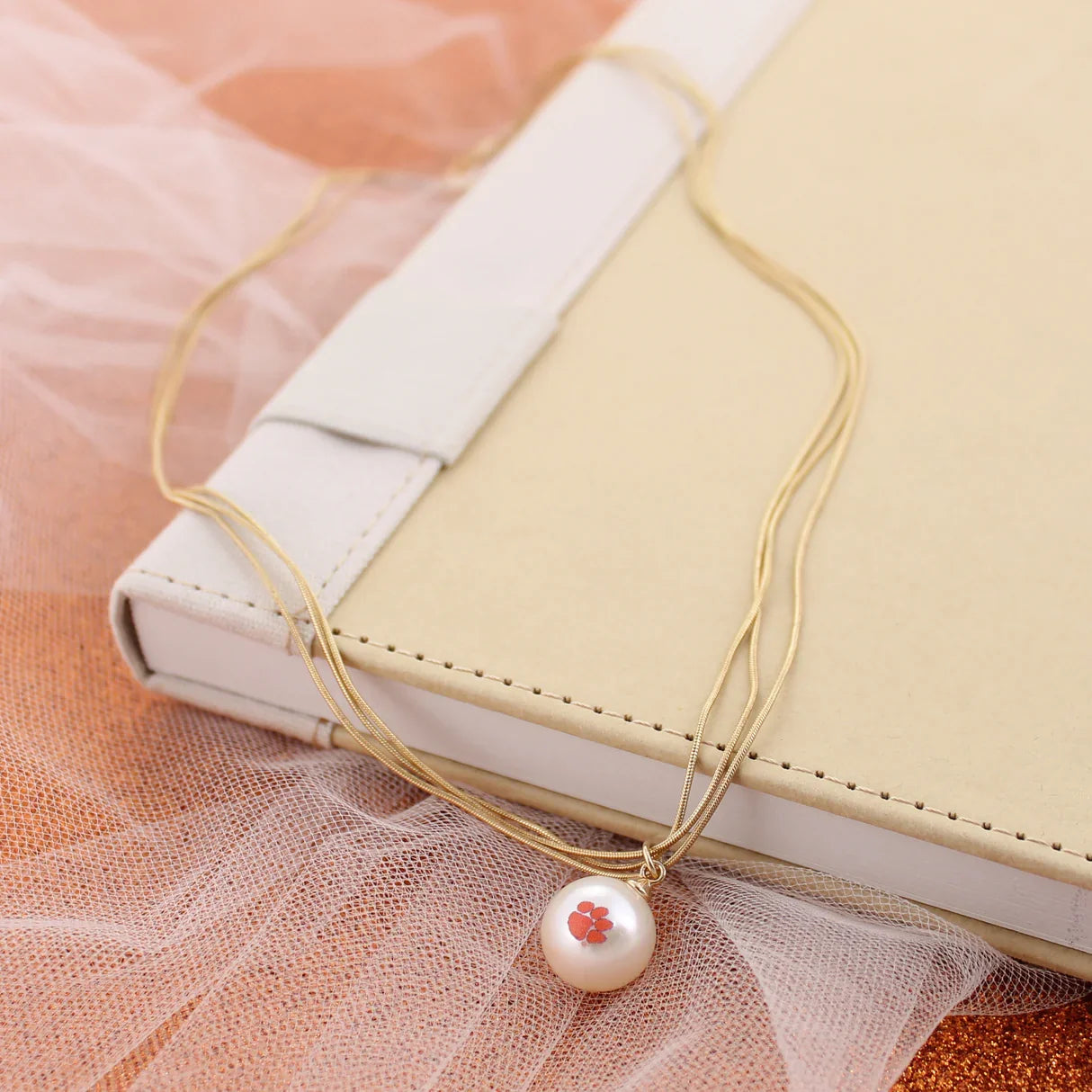 Clemson Pearl Necklace