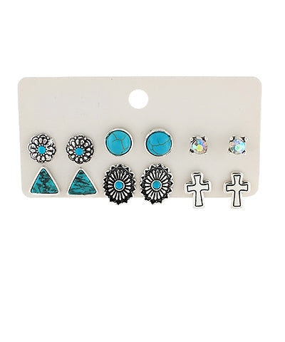 Western Turqouise Earring Set