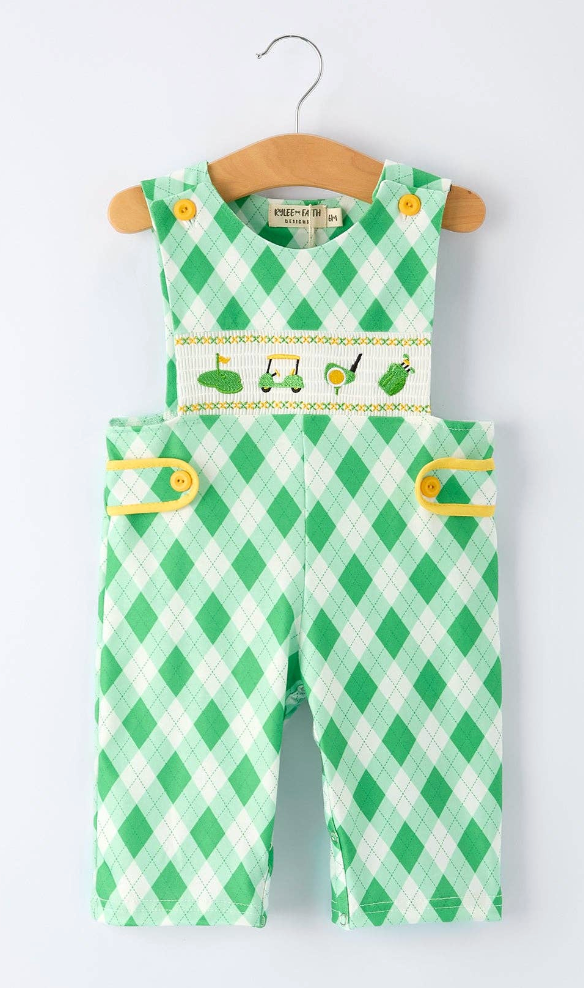 Boys Golf Smocked Romper