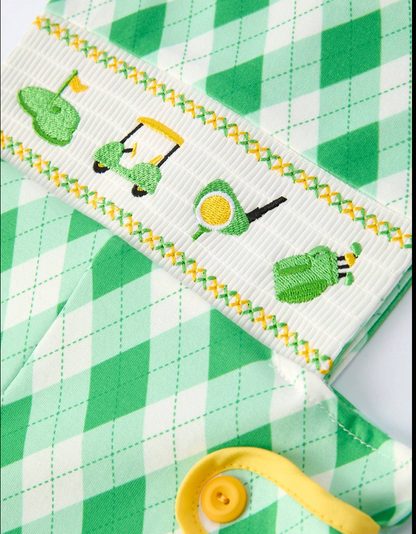 Boys Golf Smocked Romper