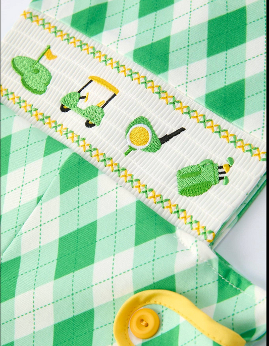 Boys Golf Smocked Romper