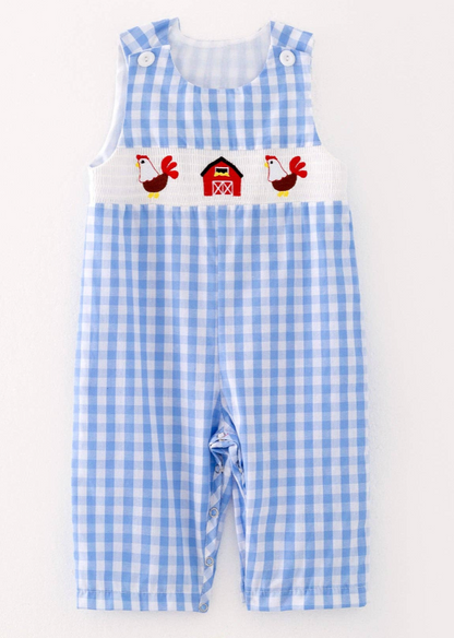 Boys Chicken Embroidered Romper