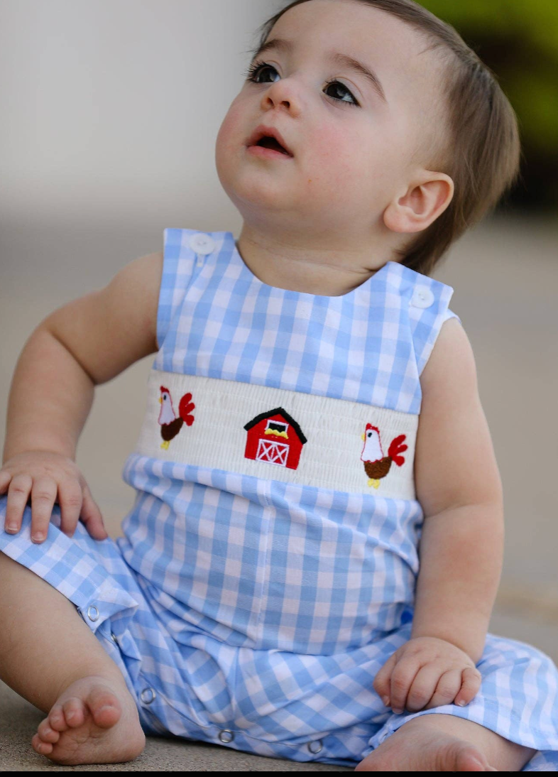 Boys Chicken Embroidered Romper