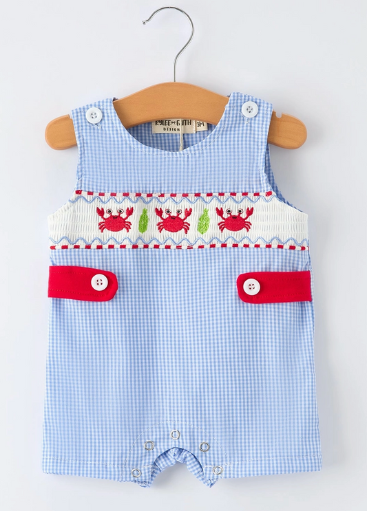 Embroidered Crab Romper