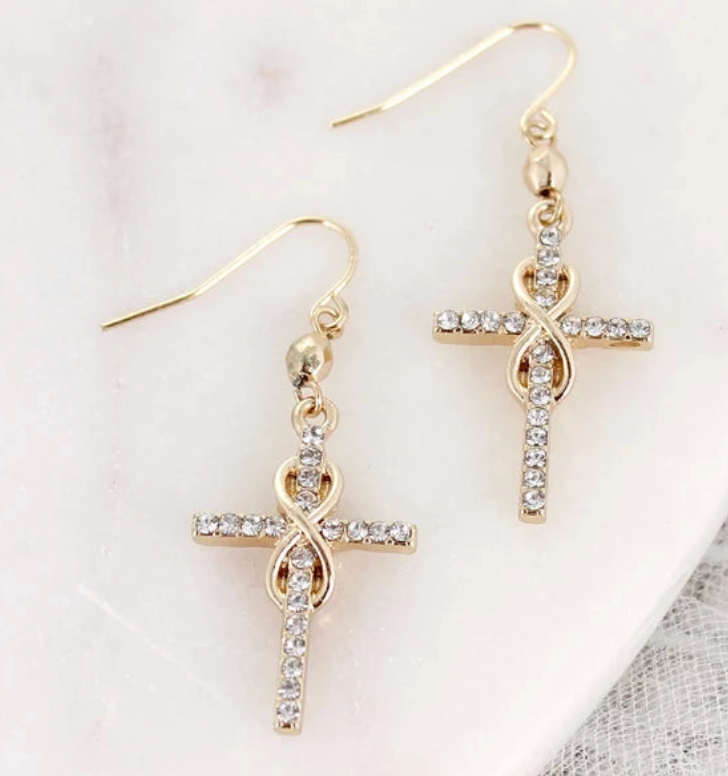 Crystal Infinity Cross Earrings