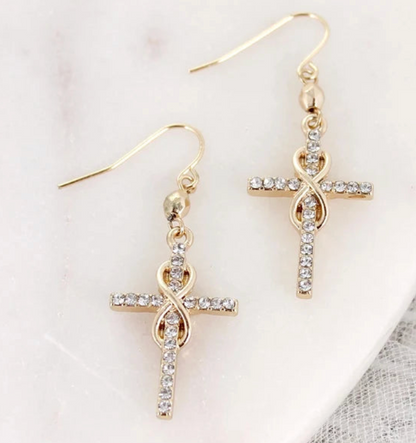 Crystal Infinity Cross Earrings