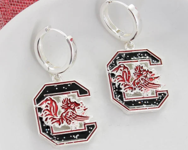 Carolina Glitter Logo Earrings