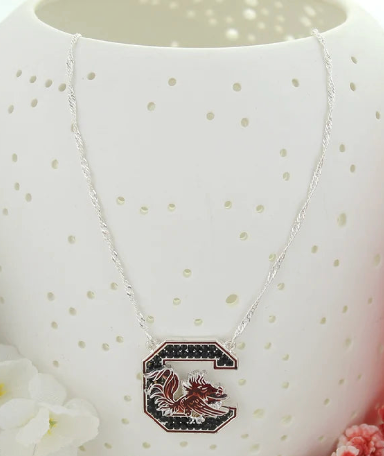 Carolina Crystal Logo Necklace