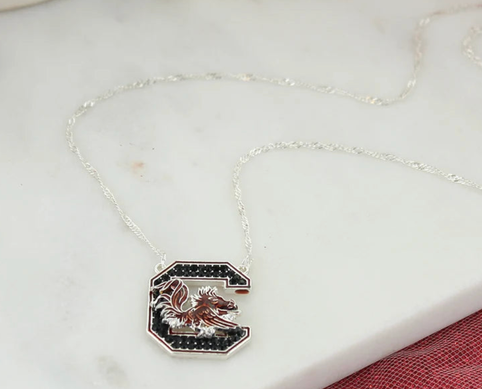 Carolina Crystal Logo Necklace