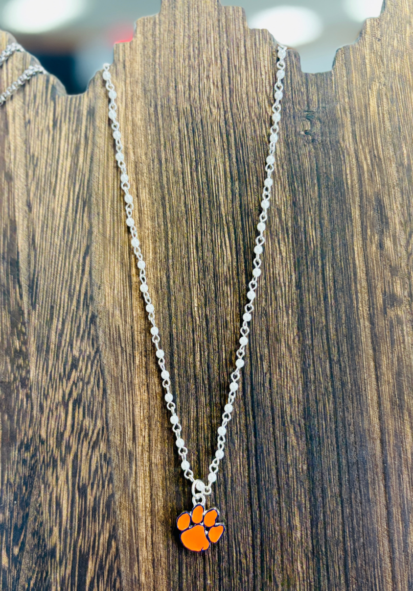 Clemson Pearl Logo Necklace
