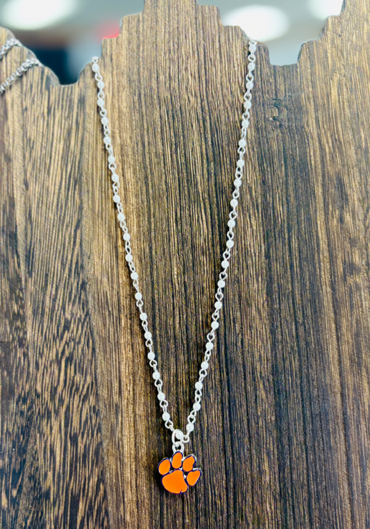 Clemson Pearl Logo Necklace