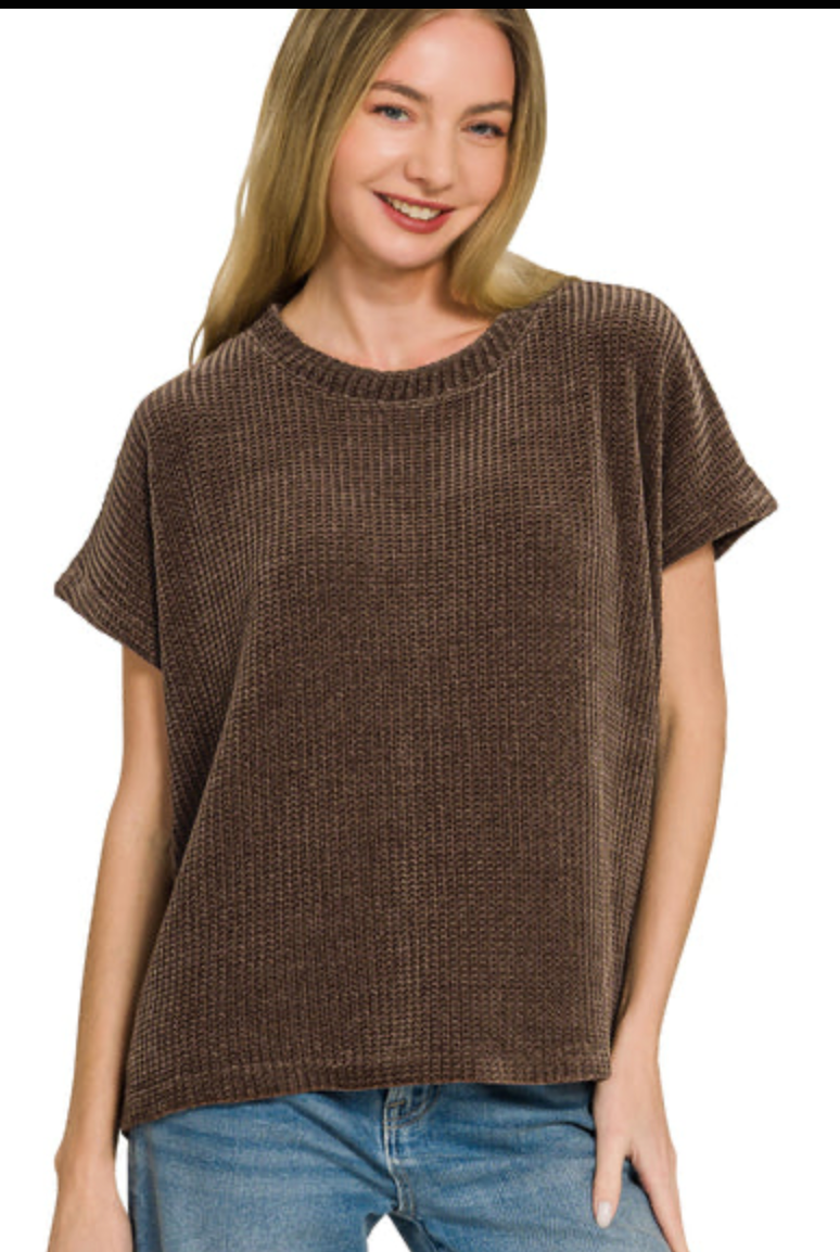 Chocolate Chenille Sweater Top