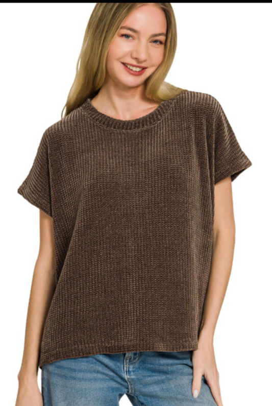 Chocolate Chenille Sweater Top