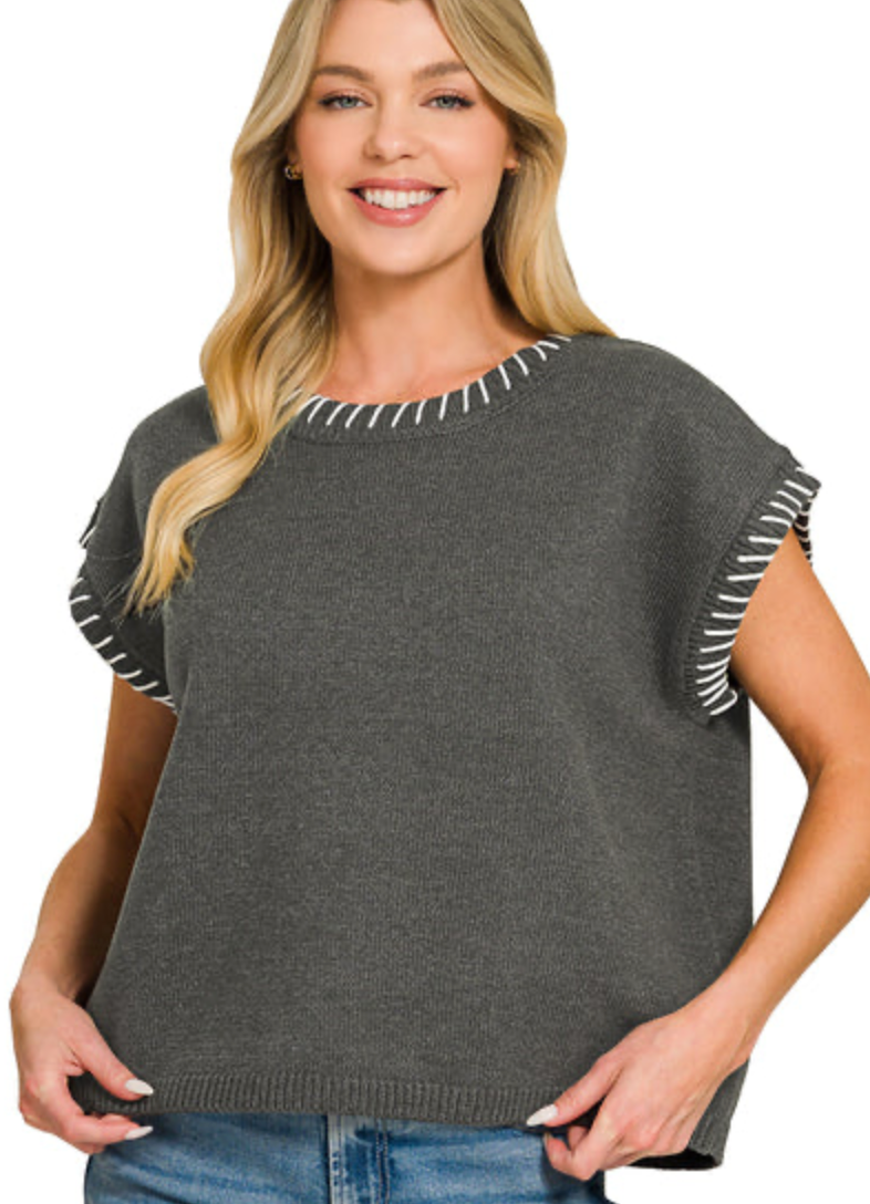 Sara Stitched Sweater Top