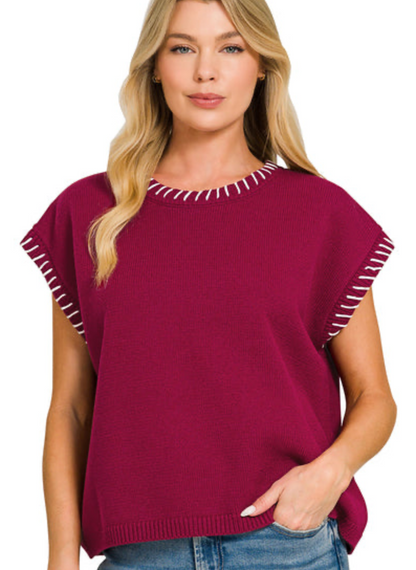 Sara Stitched Sweater Top