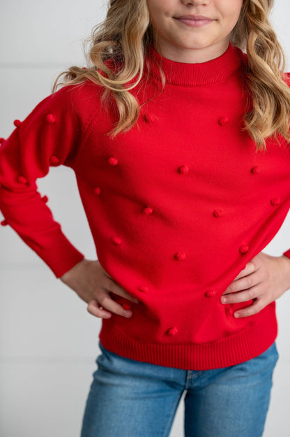 Red Pom Pom Crewneck