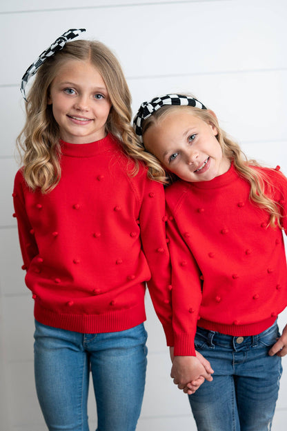 Red Pom Pom Crewneck