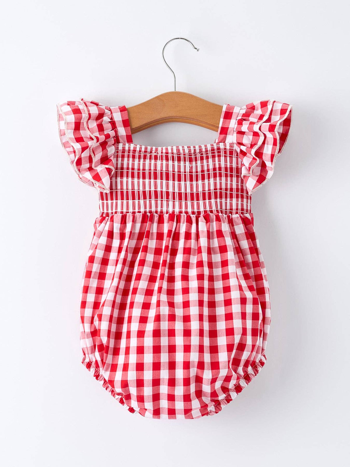 Girl’s Summer Plaid Smocked Romper