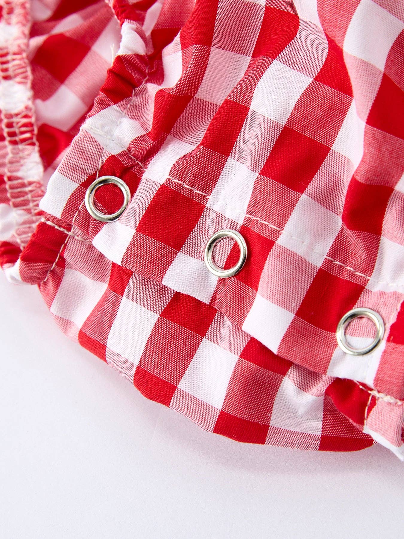 Girl’s Summer Plaid Smocked Romper